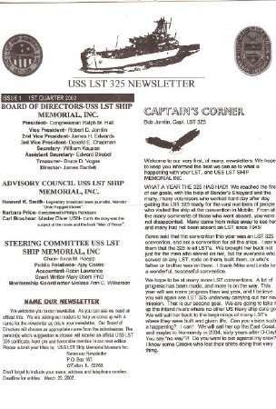 issue #1 LST-325 newsletter page 1