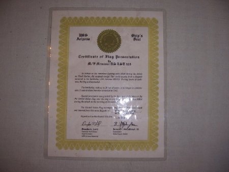 Certificate of flag presentation