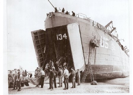 Casualties being loaded onto LST-134 France 1944
