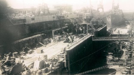 LST-1022 and U.S.S. Artemis in Drydock