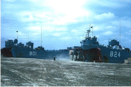 LST-901 and LST-824 at Cua Viet Base, Vietnam