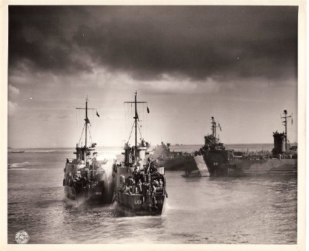 LCIs & LSTs unloading at the Philippines WWII