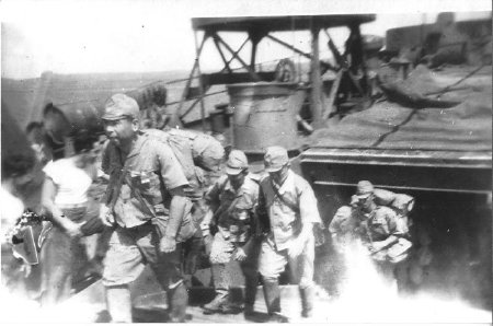 Japanese POWs on LST Main Deck & Ramp