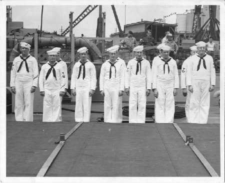 Naval Personnel on Main Deck of LST at Evansville Shipyard