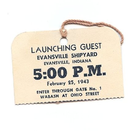 Gate pass, ship launching, Feb. 25, 1943