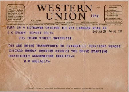 Telegram Notice of Transfer