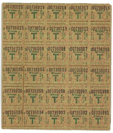 1 section of stamps, others folded over behind