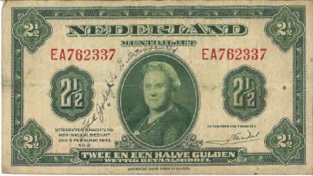 2 1/2 Gulden note, Side 1 (of 2)