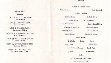 LST-657 dinner menu, middle pages