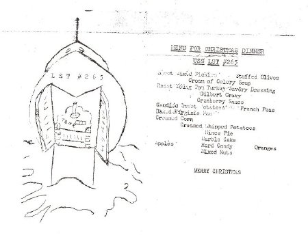 Dinner Menu LST-265 Dec. 25, 1943 ( back page )