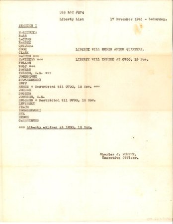 Liberty List for 17 Nov, 1945