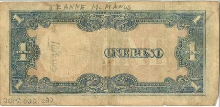 1 Peso note, Side 2 (of 2)