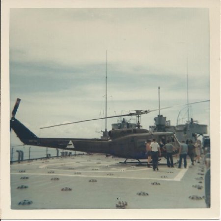 UH-1 Huey on USS Sutton County (LST-1150)