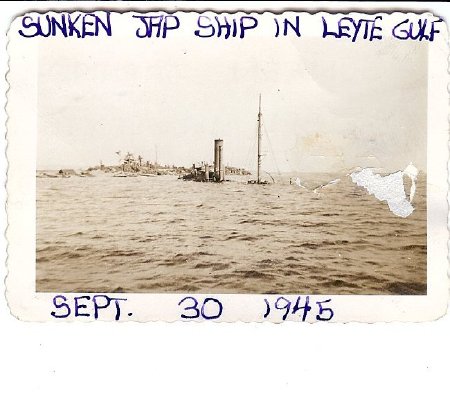 Sunken Jap Ship Leyte Guly 1945