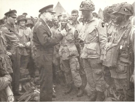 Eisenhower speaks to paratroopers before the Normandy invasion